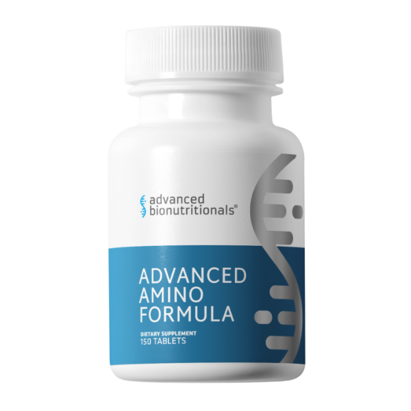 Advanced Amino Formula supplement bottle for muscle strength and recovery